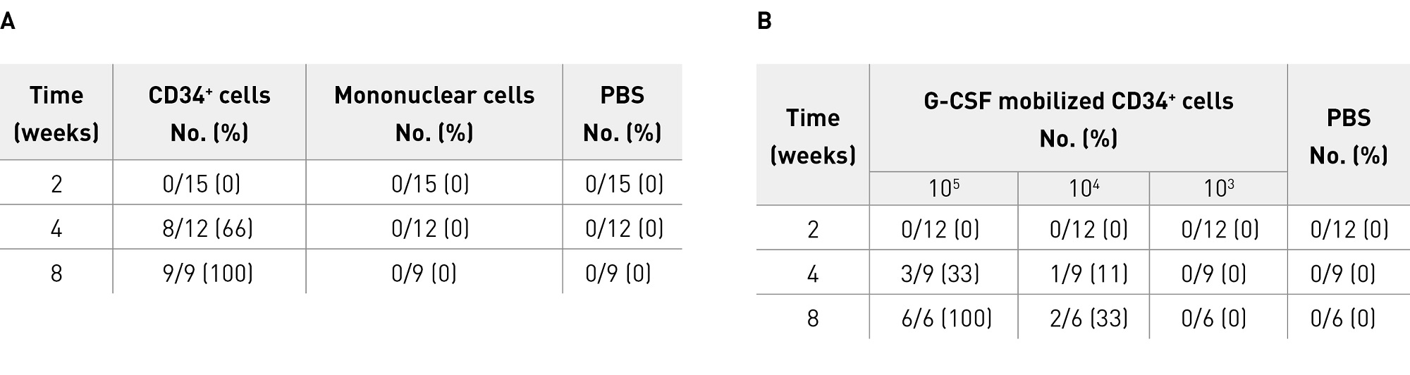 Table 1. Fracture healing following transplantation of human peripheral blood CD34+ cells into a nude rat model (basic nonclinical studies)